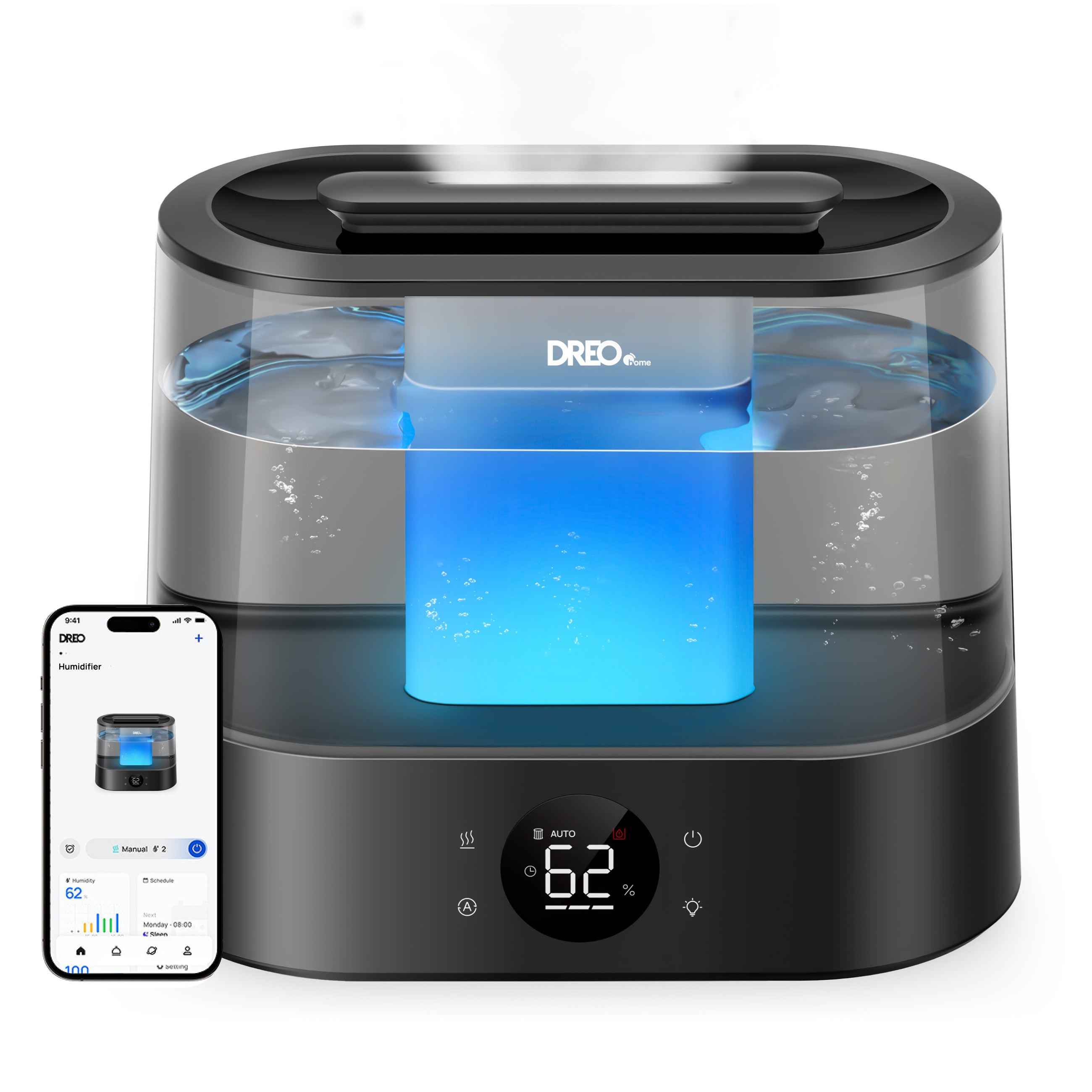 umidificator aer dreo 420s smart, rezervor 4l, 250ml/h, 3 trepte umidificare, senzor de umiditate, indicator umiditate,mod auto,